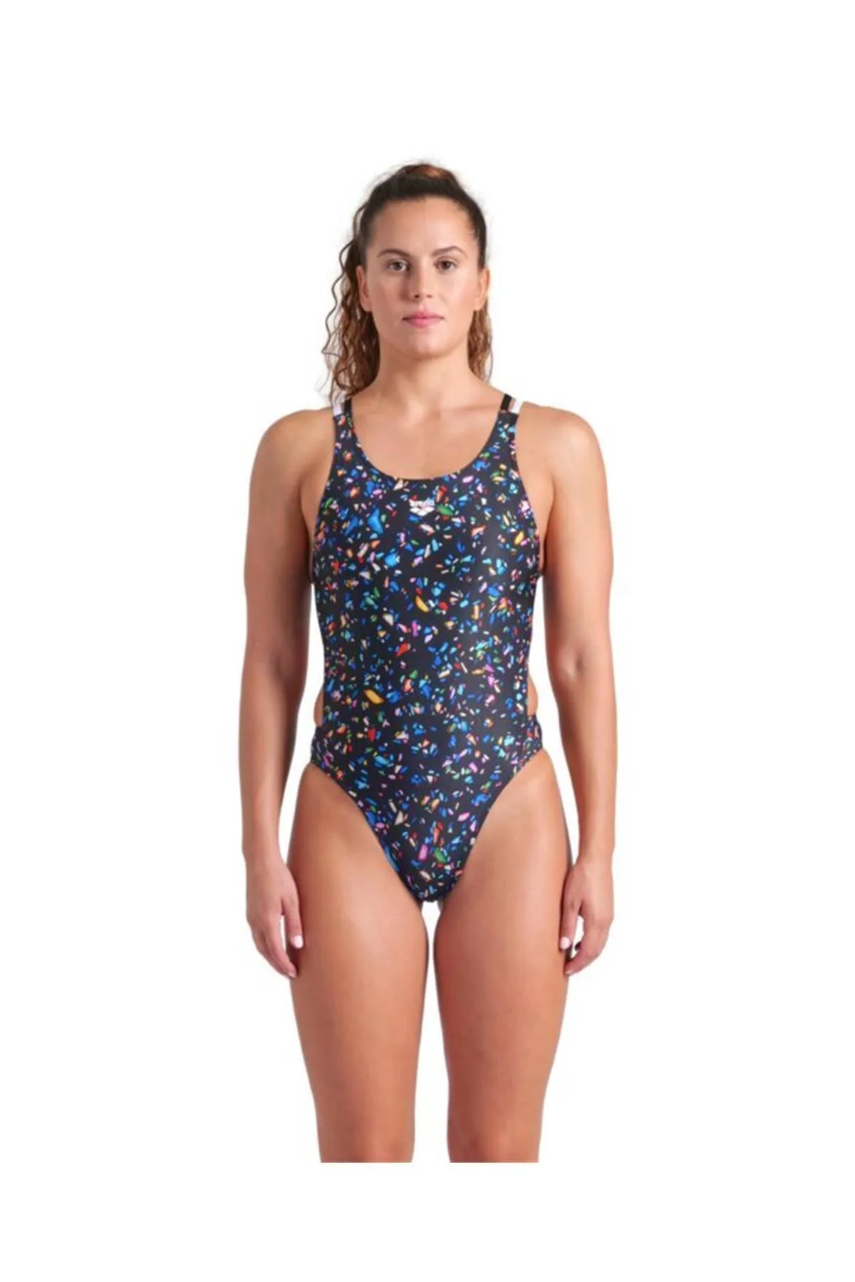 WOMEN'S ARENA CONFETTI SWIMSUIT SWIM TECH MULTI KADIN YÜZÜCÜ MAYOSU — görsel 1