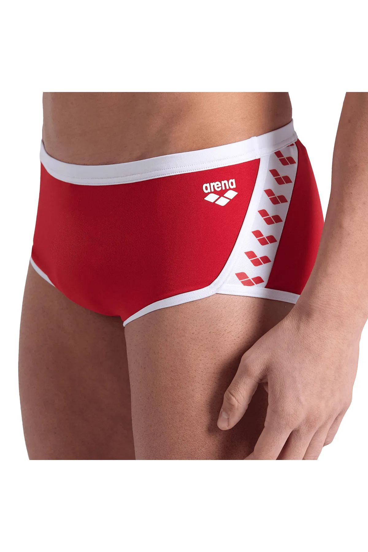 MEN'S ARENA ICONS SWIM LOW WAIST SHORT SOLID/RED — görsel 3