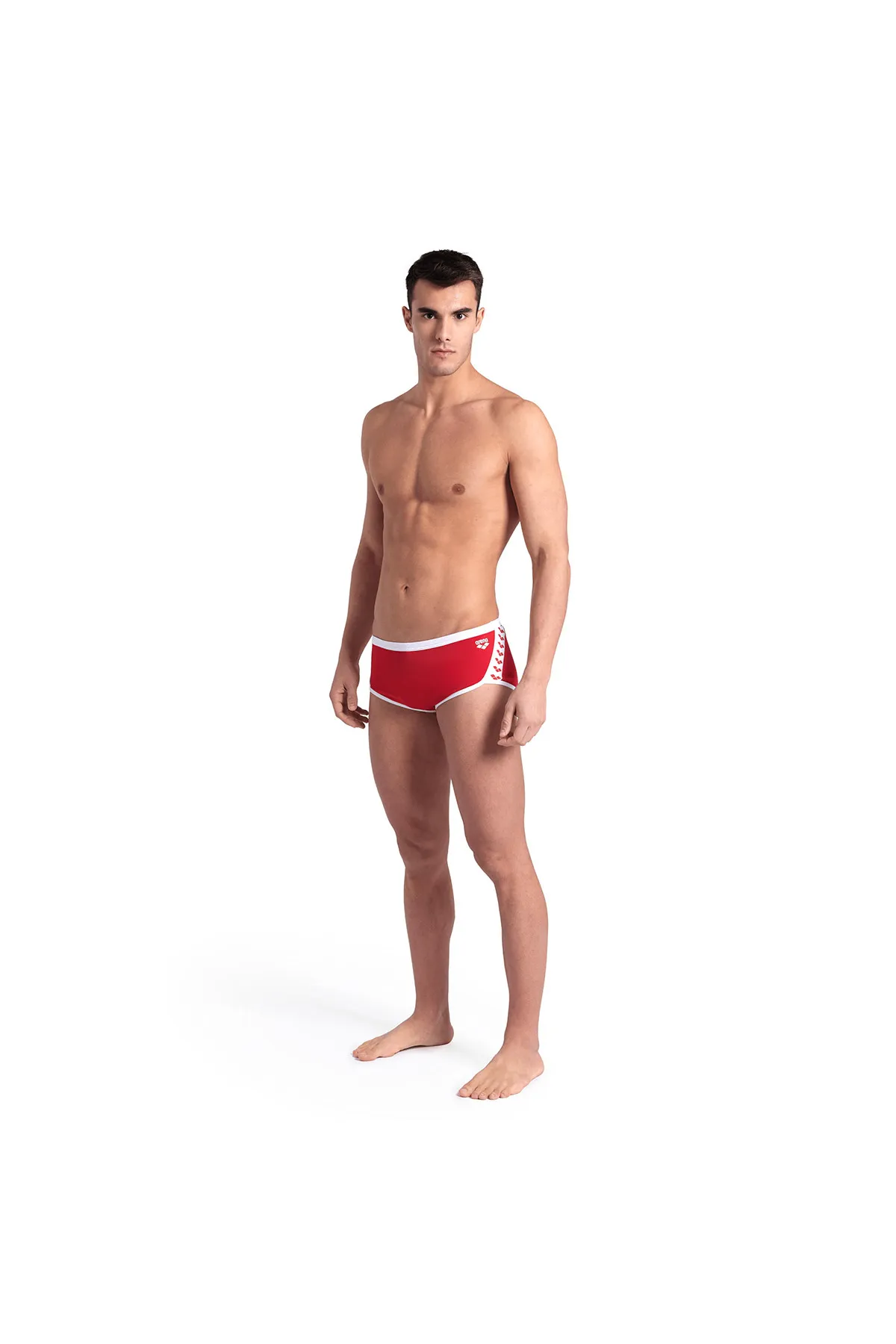 MEN'S ARENA ICONS SWIM LOW WAIST SHORT SOLID/RED — görsel 4