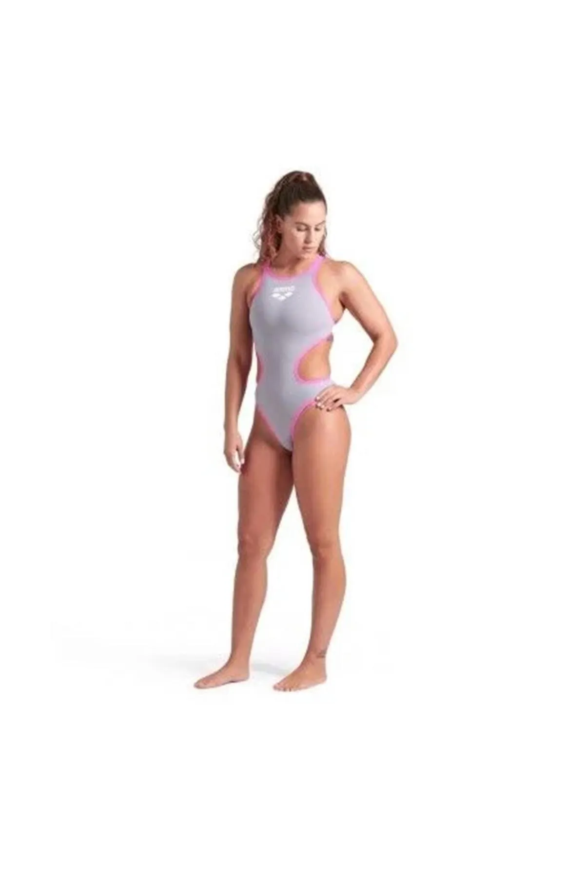 W ARENA ONE BIGLOGO ONE PIECE/SEA FOAM-FLUO PINK KADIN YÜZÜCÜ MAYOSU — görsel 4