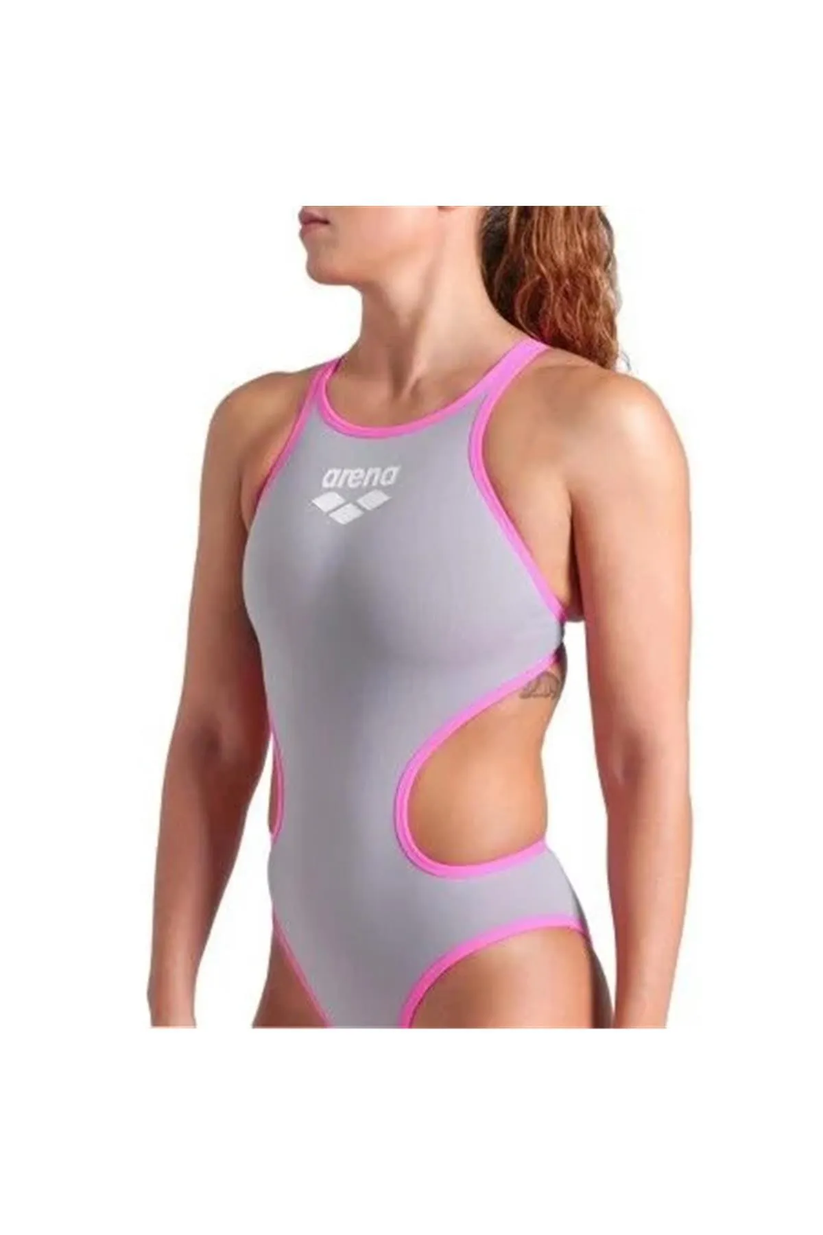 W ARENA ONE BIGLOGO ONE PIECE/SEA FOAM-FLUO PINK KADIN YÜZÜCÜ MAYOSU — görsel 3
