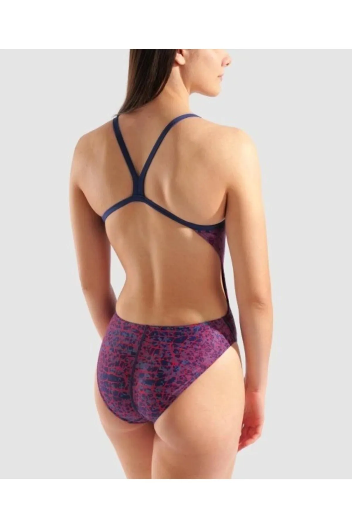 W SNAKE SKIN SWIMSUIT CHALLENGE/NAVY-TEAM RED Kadın Mayosu — görsel 5