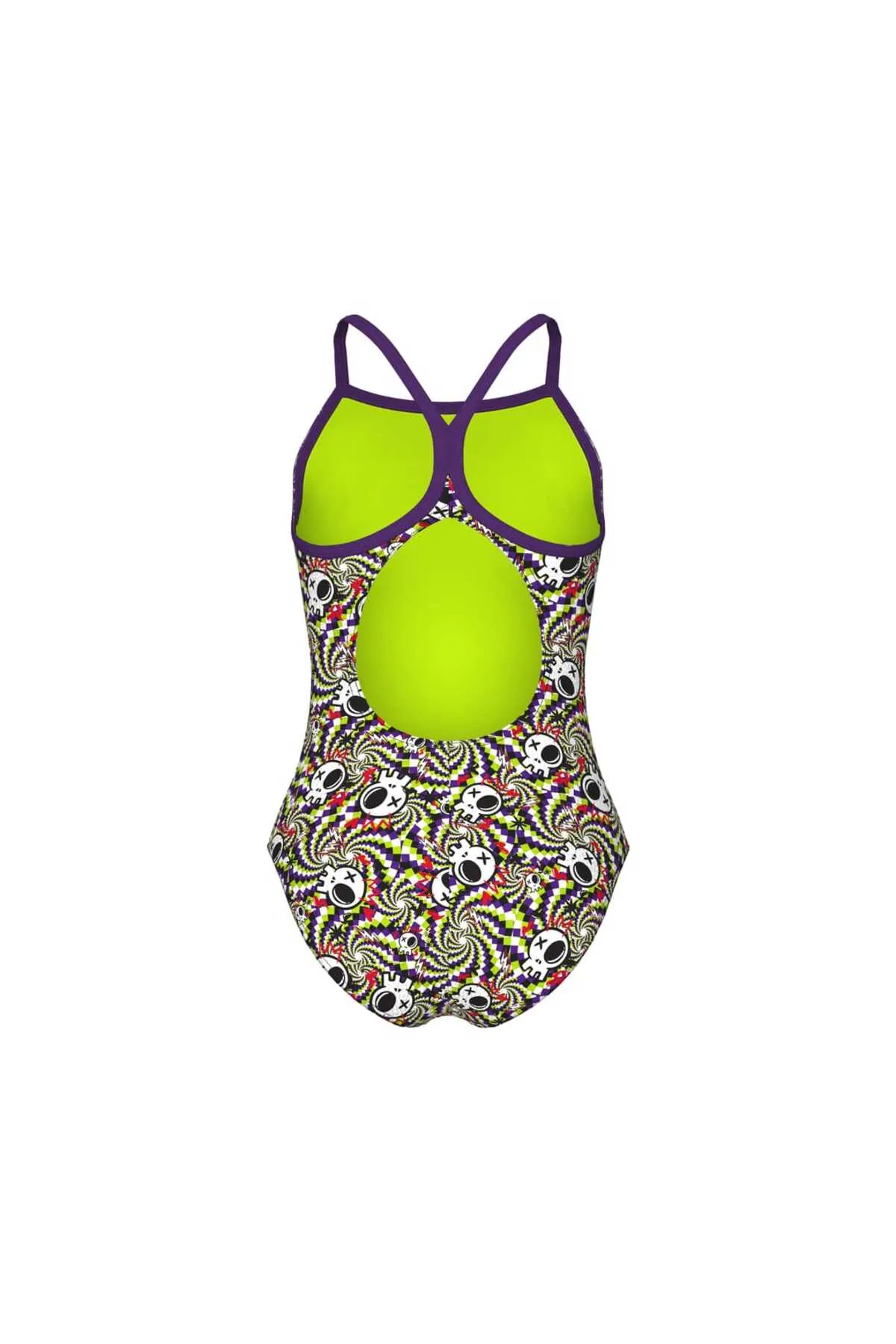 GIRL'S FUN SKULLS SWIMSUIT LIGHTDROP BACK L MULTI BLACK-PLUM — görsel 4