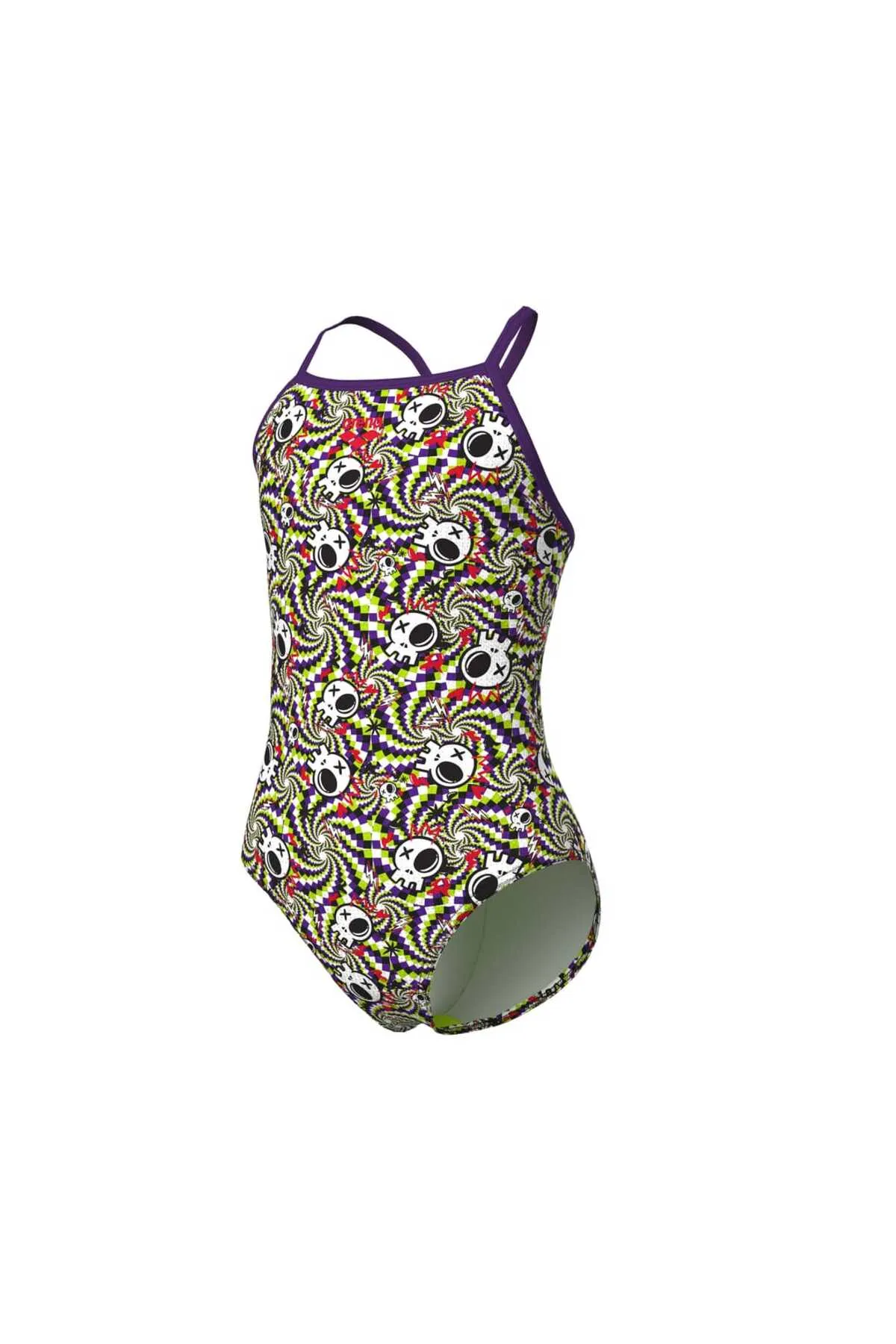 GIRL'S FUN SKULLS SWIMSUIT LIGHTDROP BACK L MULTI BLACK-PLUM — görsel 1
