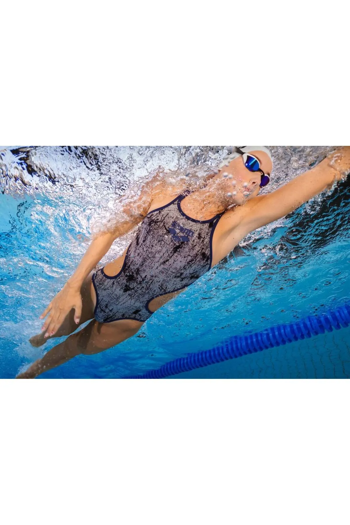 WOMEN'S ONE LACQUER ONE PIECE MULTI WHITE-NAVY — görsel 3