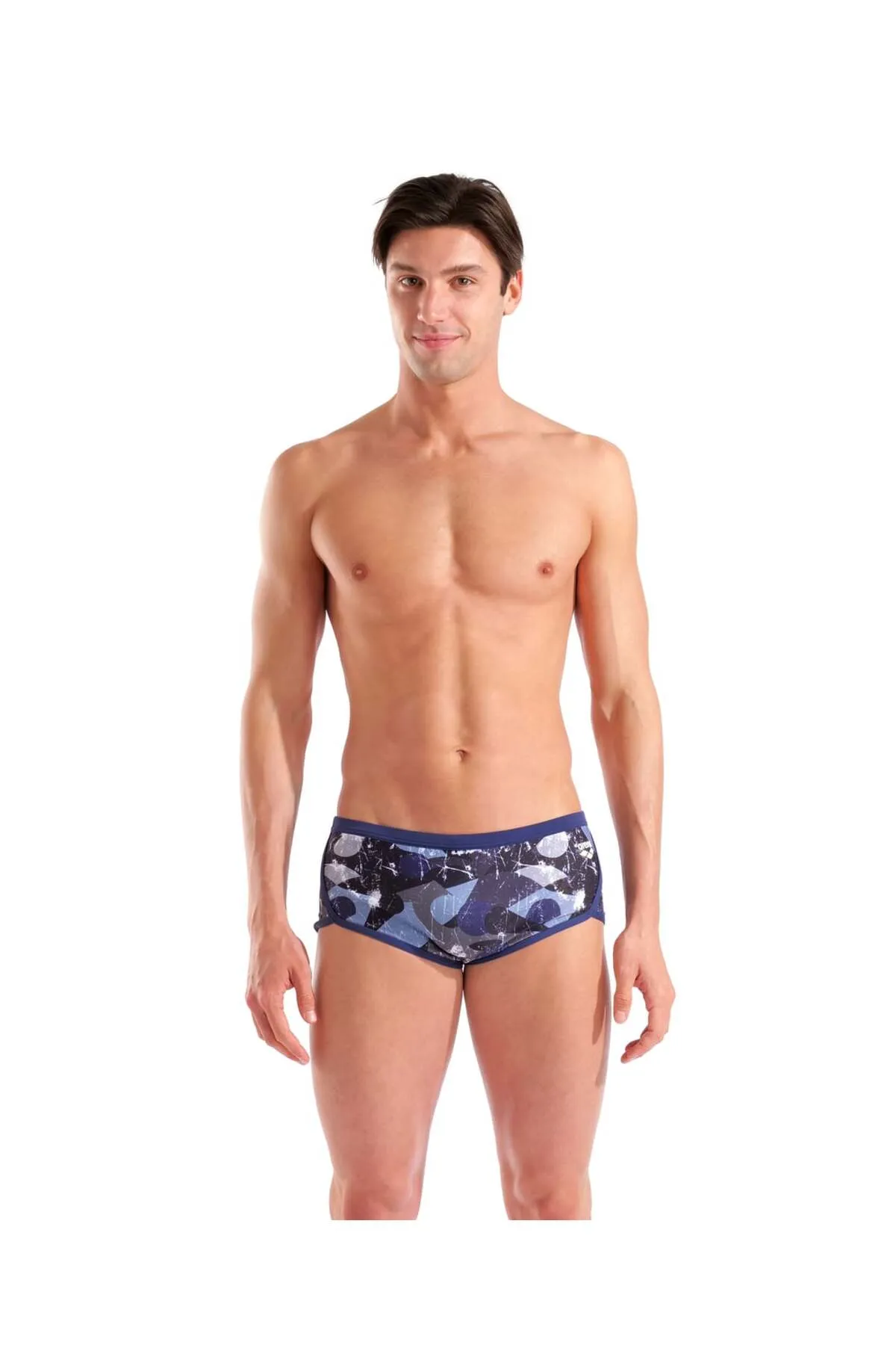 MEN'S SCRATCHED SWIM LOW WAIST SHORT MULTI BLACK-NAVY — görsel 1