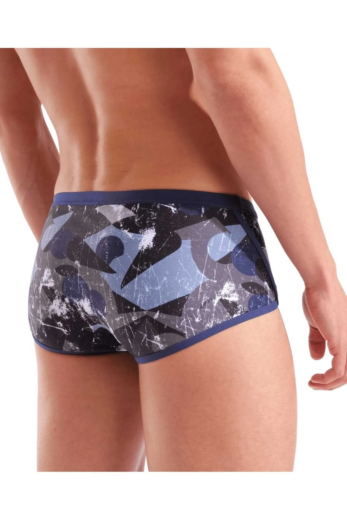 MEN'S SCRATCHED SWIM LOW WAIST SHORT MULTI BLACK-NAVY — görsel 5