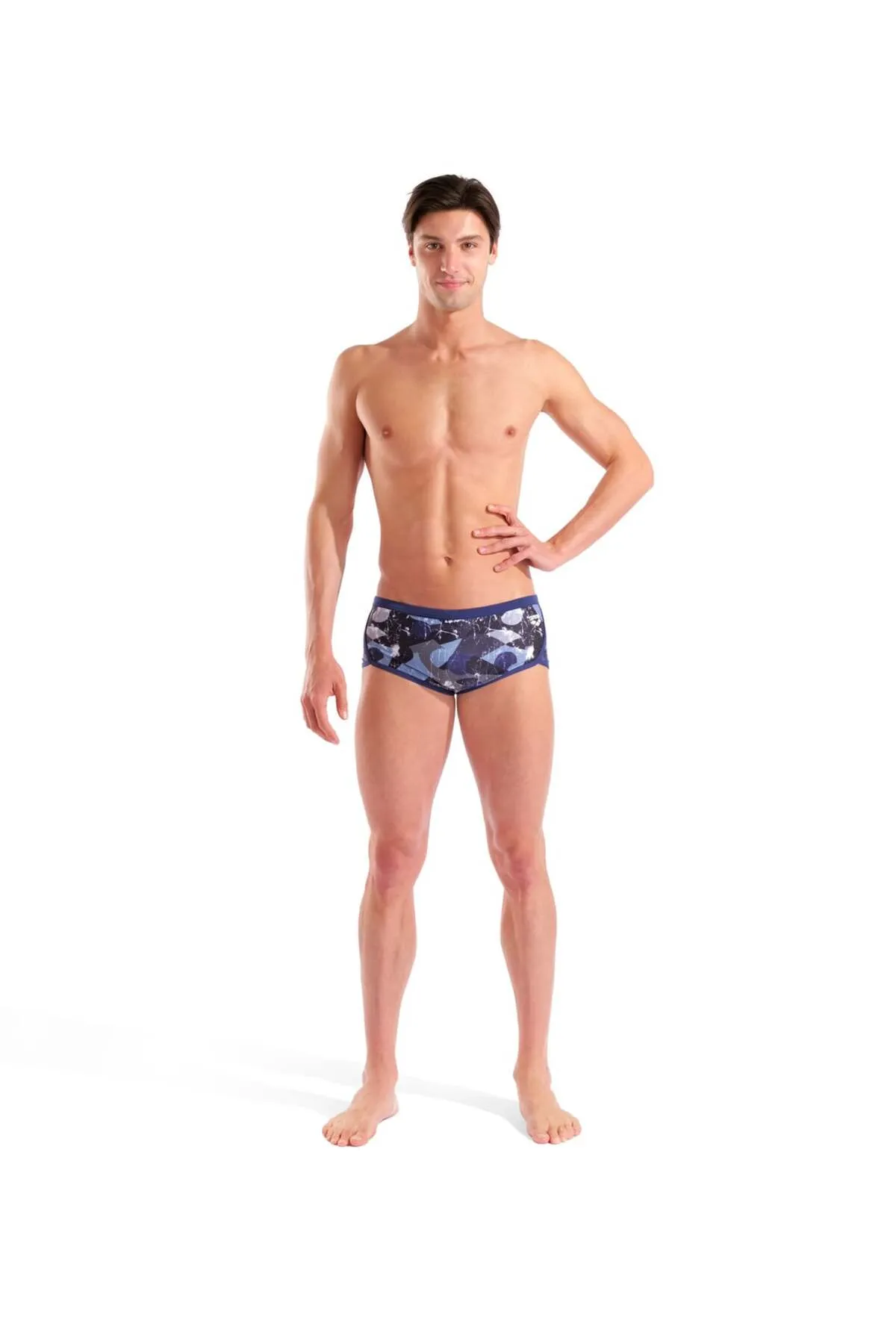 MEN'S SCRATCHED SWIM LOW WAIST SHORT MULTI BLACK-NAVY — görsel 3