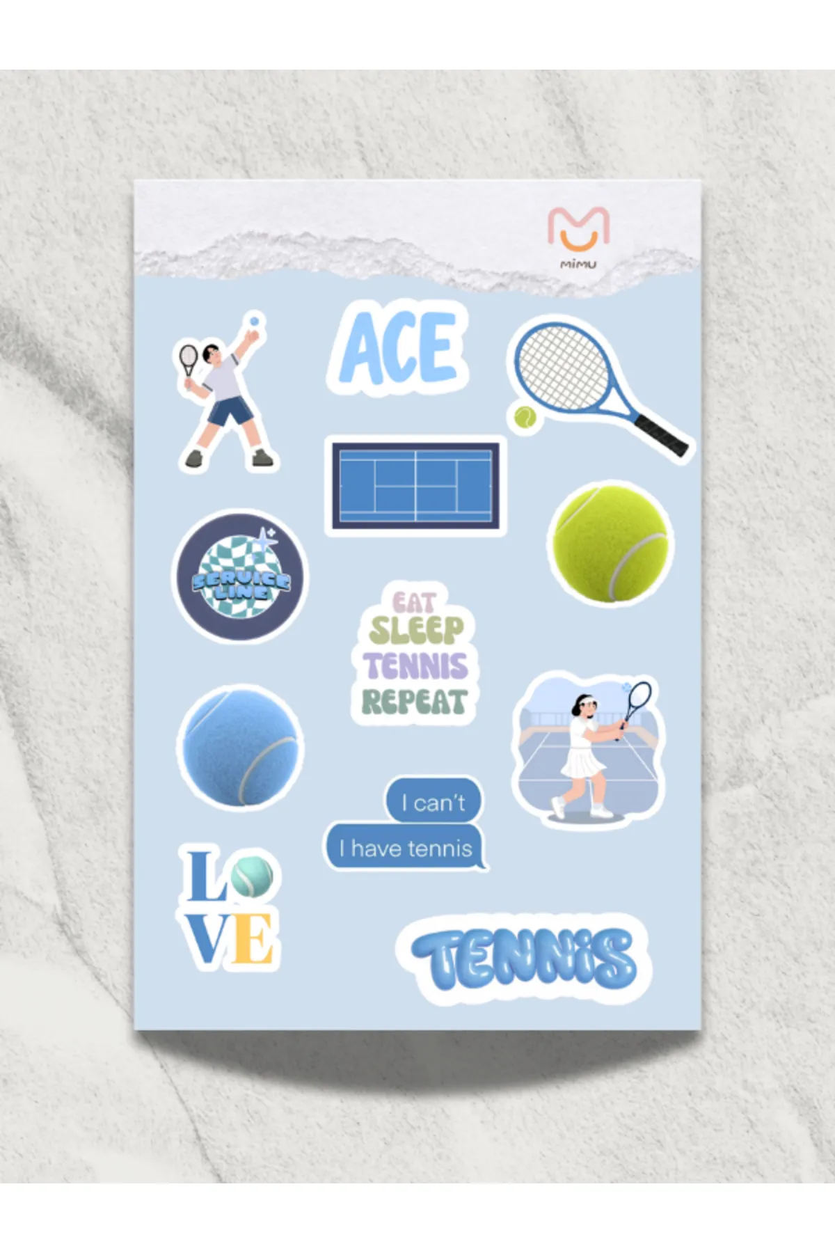 Mimu Tenis Sticker Seti 12'li - Laptop ve Matara Dekoratif Sticker — görsel 1