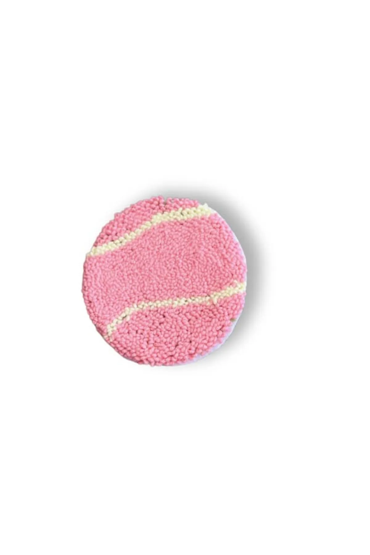 Tenis Topu Bardak Altlığı - Punch Nakış El Yapımı - Pembe — görsel 3