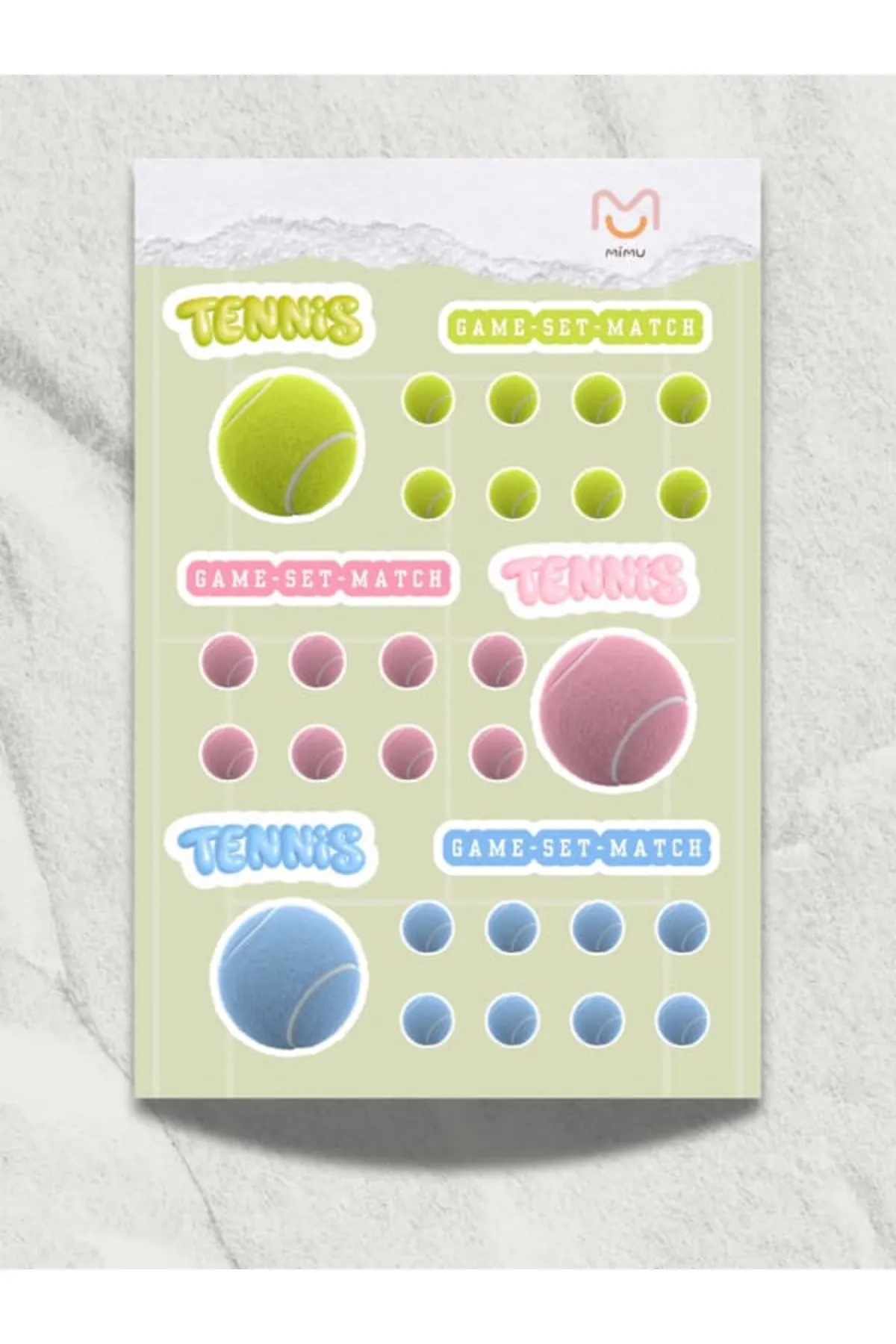 Mimu Tenis Sticker Seti 12'li - Laptop ve Matara Dekoratif Sticker — görsel 2