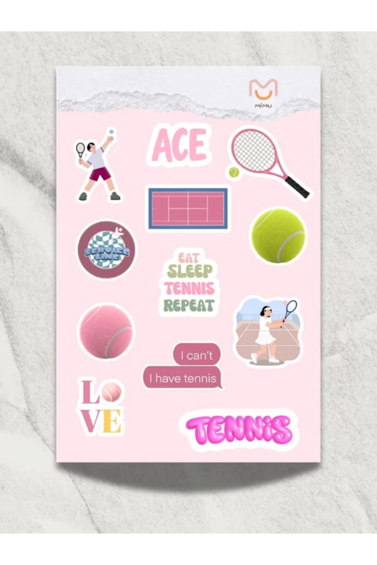 Mimu Tenis Sticker Seti 12'li - Laptop ve Matara Dekoratif Sticker — görsel 2