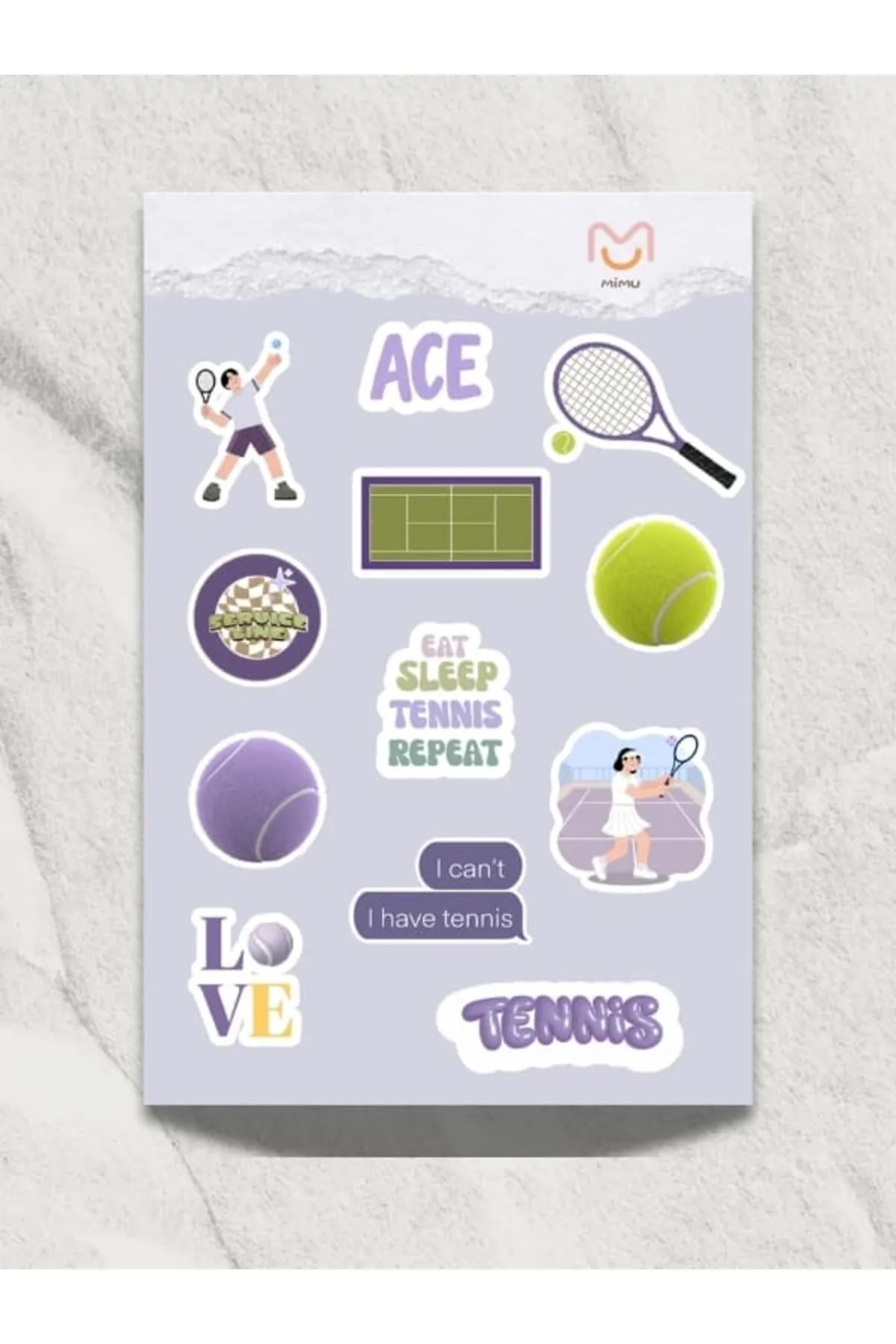 Mimu Tenis Sticker Seti 12'li - Laptop ve Matara Dekoratif Sticker — görsel 5
