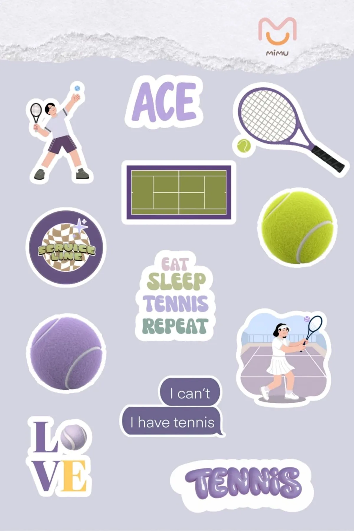 Mimu Tenis Sticker Seti 12'li - Laptop ve Matara Dekoratif Sticker — görsel 4