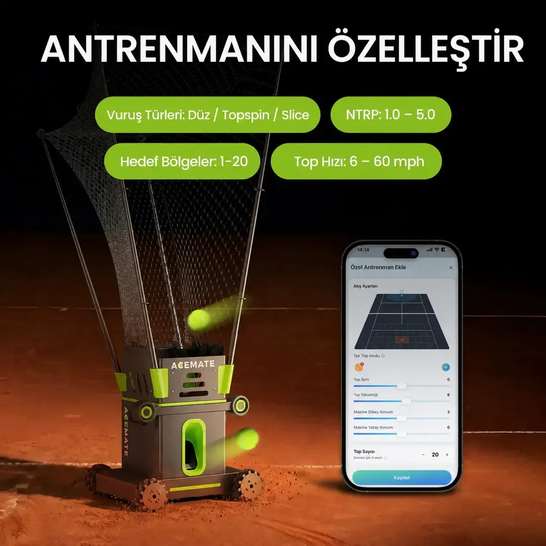 Acemate AI Destekli Tenis Antrenman Robotu — görsel 2