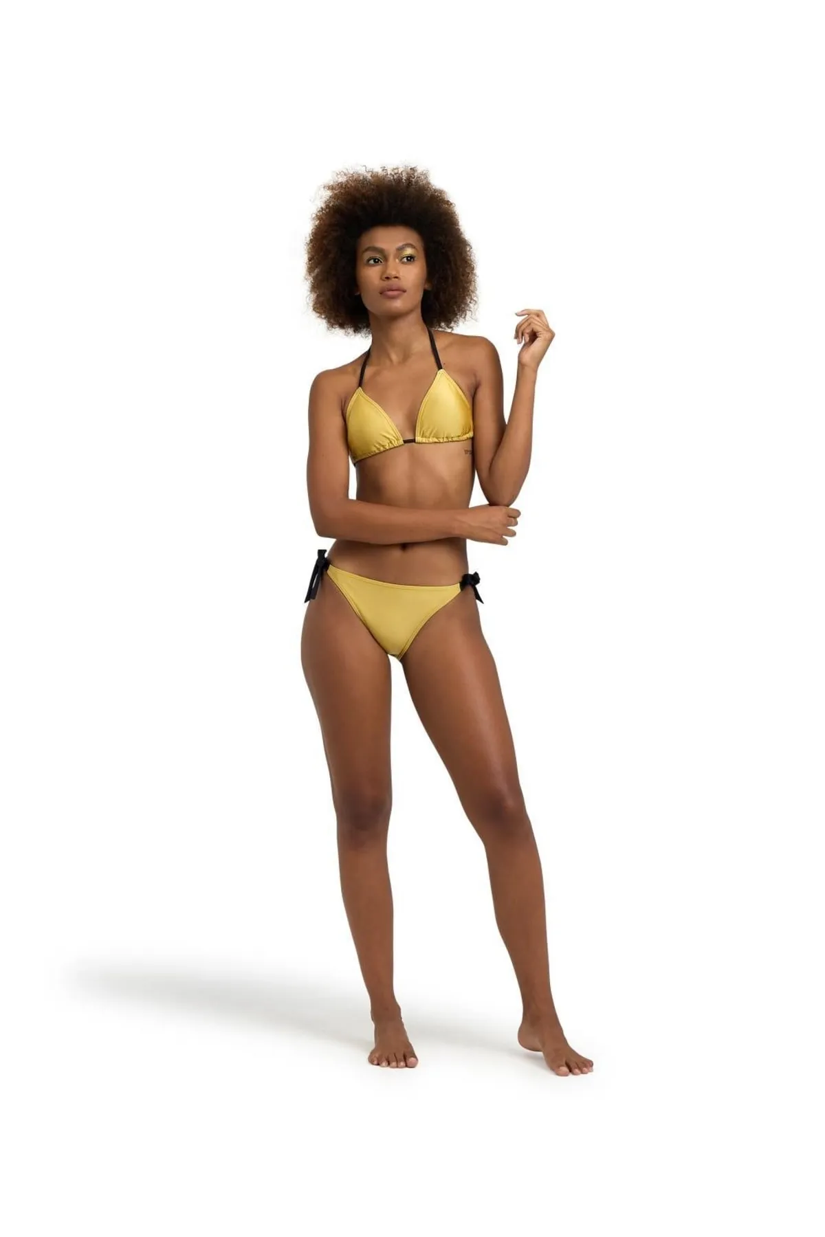 50th Shiny Gold Bikini Triangle Kadın Sarı Yüzücü Bikini 006185 — görsel 3