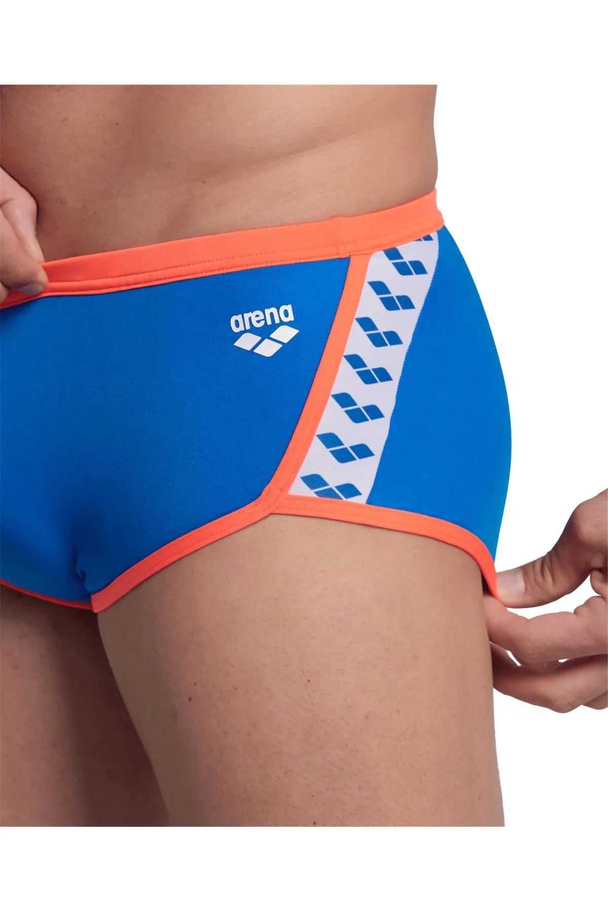 MEN'S ARENA ICONS SWIM LOW WAIST SHORT SOLID BLUE RIVER BRIGHT CORAL — görsel 3