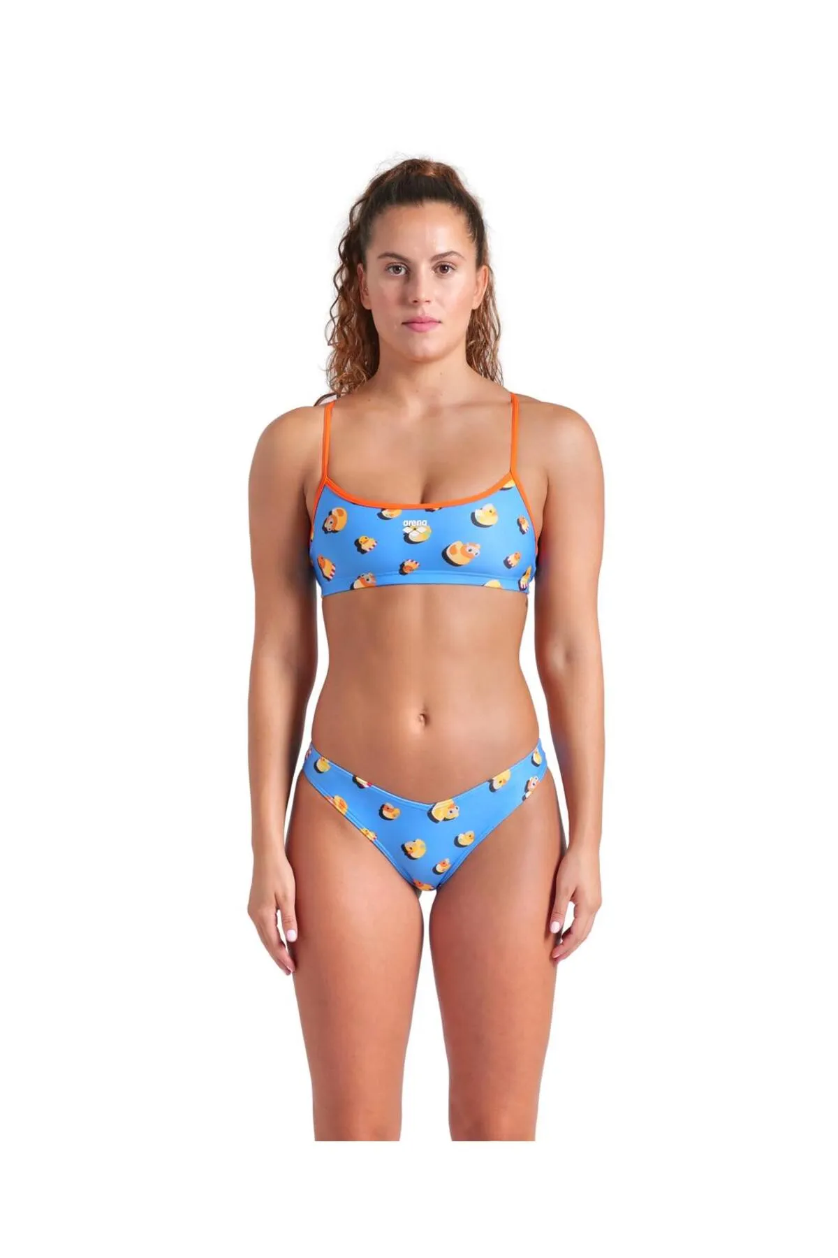 WOMEN'S ARENA DUCKS SWIMSUIT BIKINI BANDEAU TURQUOISE MULTI-TEAM ORANGE — görsel 1