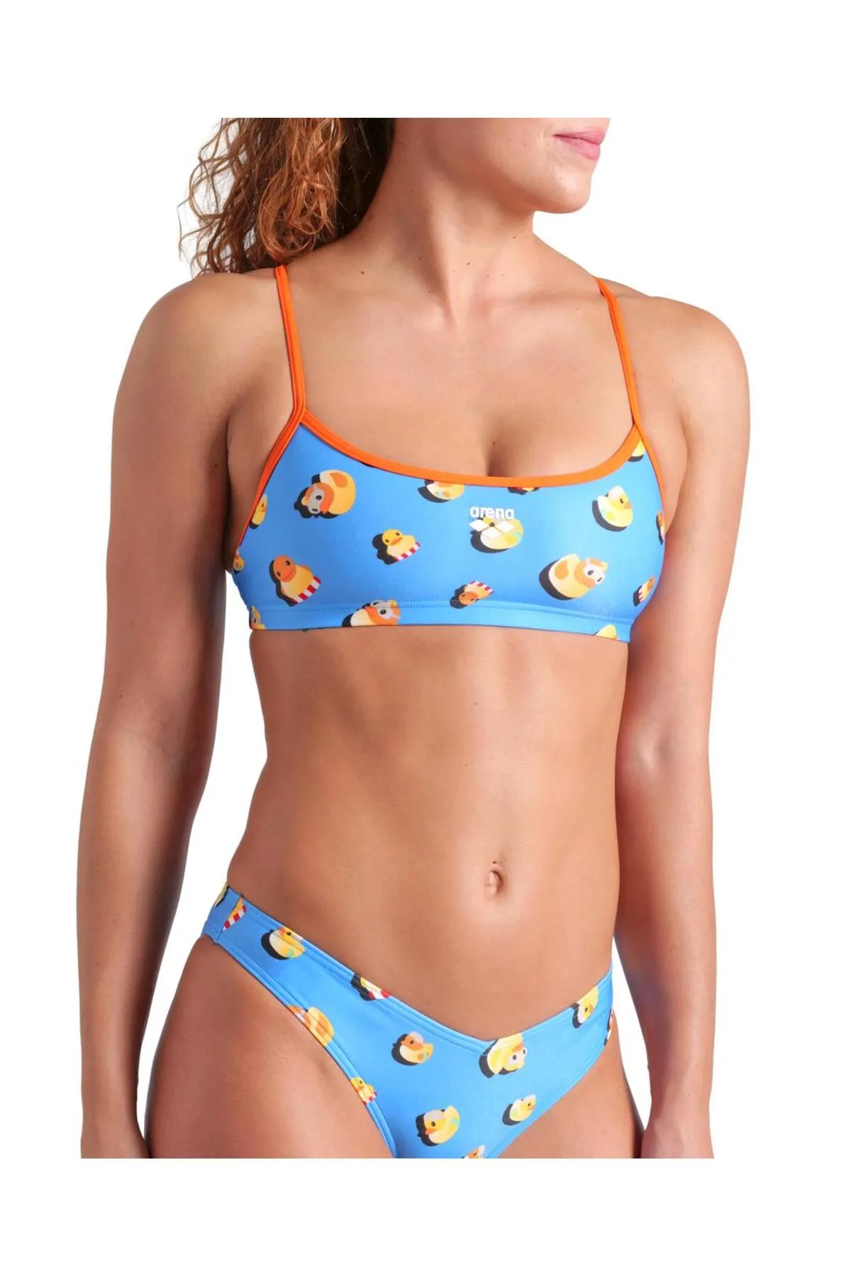 WOMEN'S ARENA DUCKS SWIMSUIT BIKINI BANDEAU TURQUOISE MULTI-TEAM ORANGE — görsel 3